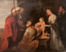 Tableau H.S.T L’adoration Des Mages XIX ème