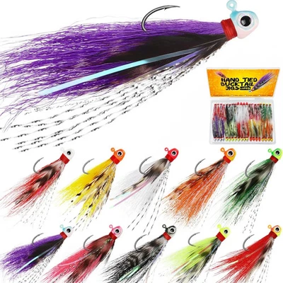 Crappie Jigs, 40pcs Hand-Tied Hair Jigs 10 Colors Fishing Jigs 1/16oz Bucktai...