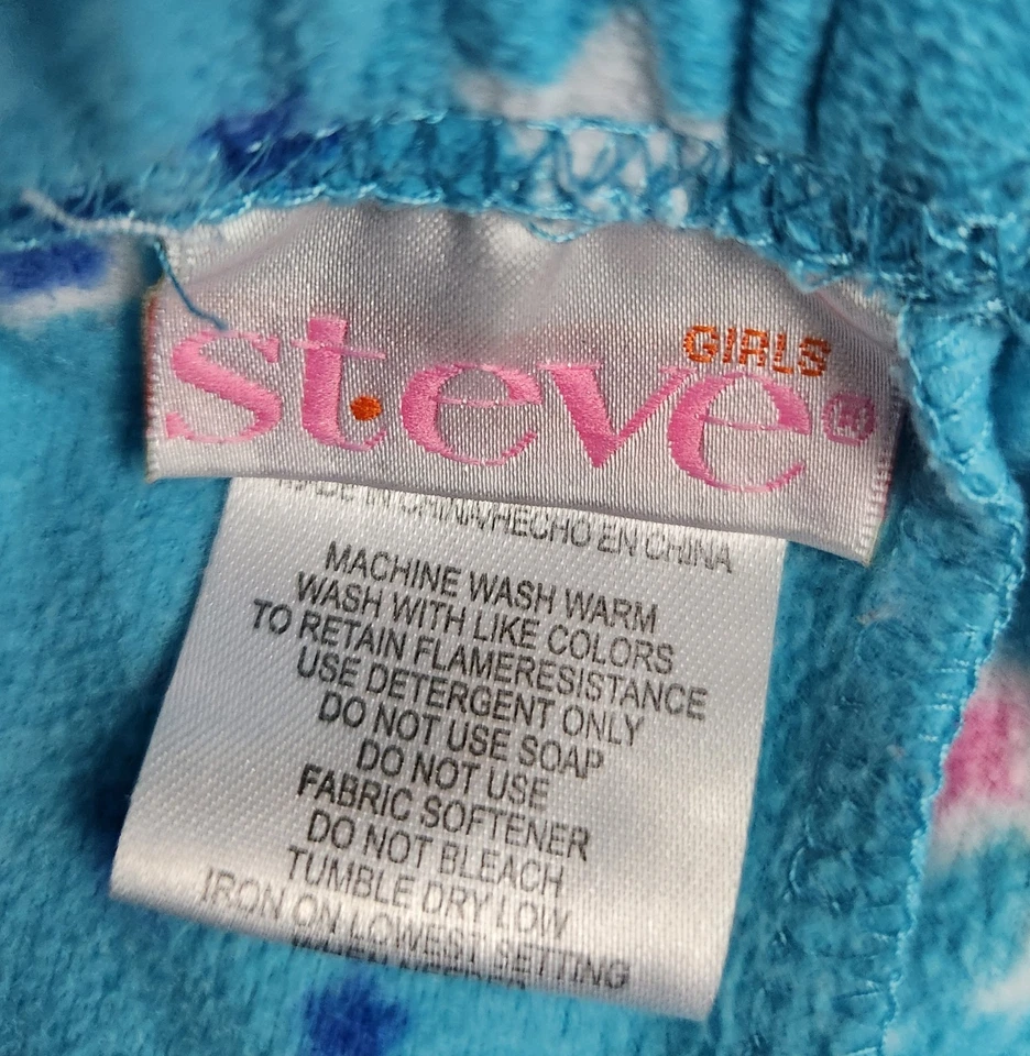 Pantalones de pijama polar Y2K de colección para niñas estrellas mono guitarra estampado azul rosa talla 5/6 Foto 4 de 4