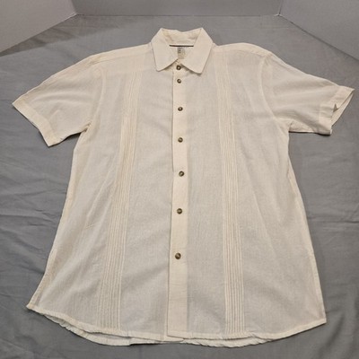 Authentic Mexican Guayabera Shirt 100% cotton Men's Medium Made in Guadalajara