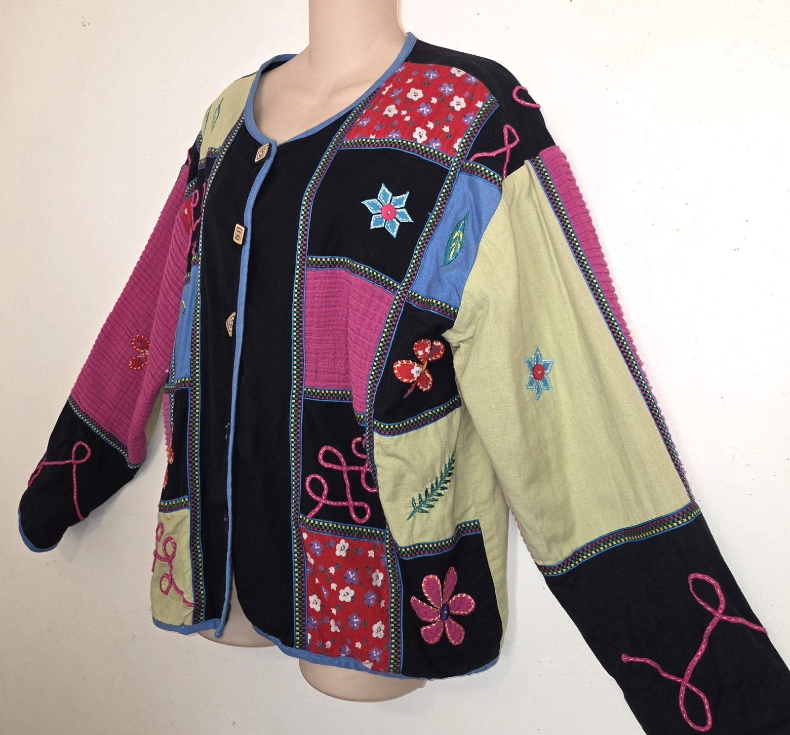 Sara Studio Plus Patchwork Jacket Top 1X Linen Bl… - image 2