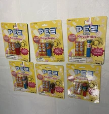 6 Pez Dispenser Keychains 98/99 Basic Fun Elephant Lion Clown Pony candy vintage