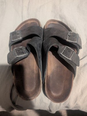 Birkenstock 25 Arizona Kids 7 Sandals Black Slide Slip On Buckle Suede Leather