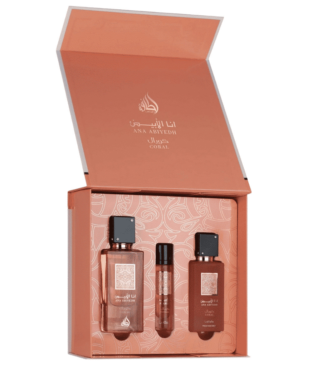 Ana Abiyedh Coral Lattafa coffret de parfum mixte avec eau de parfum 100ml et spray