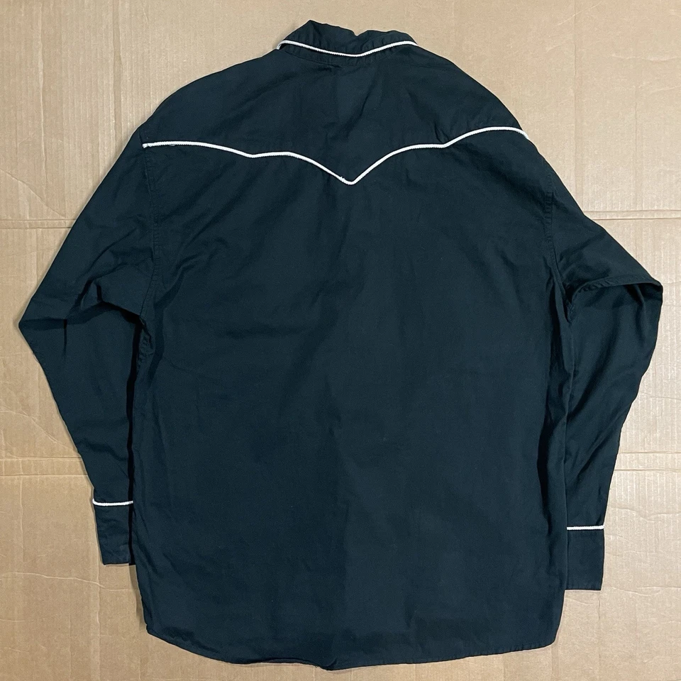 Panhandle тонкий рубашка Sz большой черный/белый вышитый Western ранчо жемчуг Snap - Изображение 4 из 4