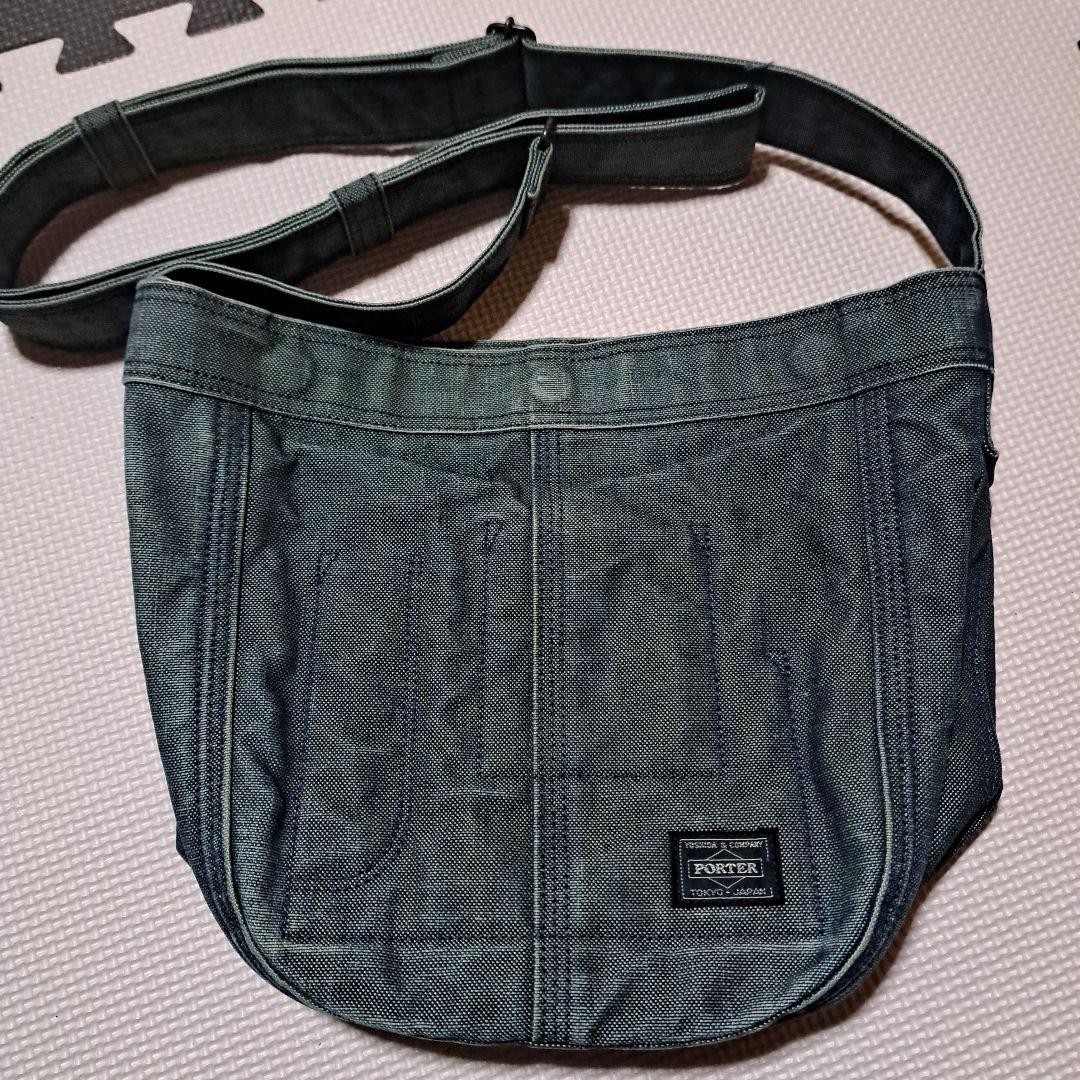 PORTER Shoulder Bag Dark Gray Denim Discontinued Japan Made Yoshida Bag 25x25x12