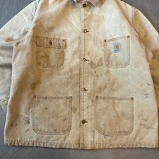 Carhartt C01 Beige Duck Chore Jacket - Damaged Vintage Workwear