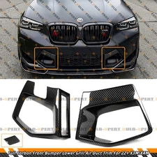 For 22-25 BMW X3M X4M Full Carbon Fiber Front Bumper Lower Air Duct Trim Covers