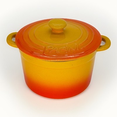Parini Flameproof Casserole Dish w/ Lid   Yellow-Orange Gradient   Enamel
