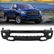 Black Steel Front Bumper Set Lower Cover Face Bar for Ram 1500 Pickup 2019-2024