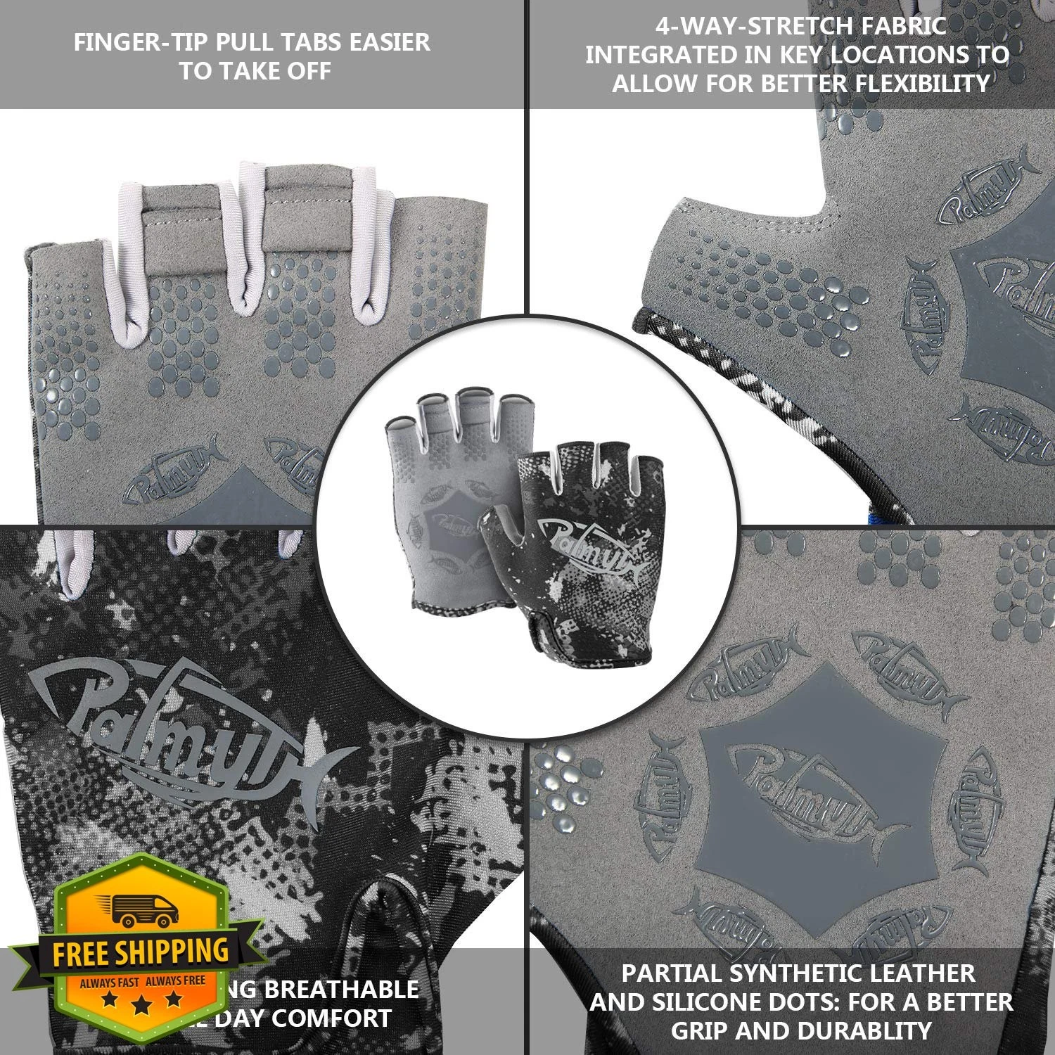 Palmyth UV Fishing Gloves Fingerless Sun Protection UPF 50+