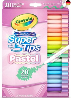 CRAYOLA Pastel Super Tips, Auswaschabre Filzstifte mit Mittelfeiner Spitze,