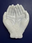 Vintage Avon White Milk Glass Open Hands Trinket Dish 1970s Touch of Beauty