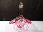 Fenton Cranberry Glass Basket w/ Diamond Optic Design 8" Tall