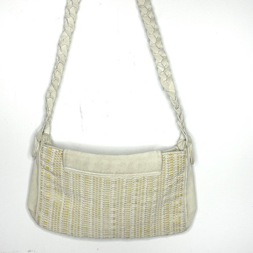 Emanual Ungaro Vintage Woven Beige suede bag with blue heart braided straps boho - Picture 4 of 12