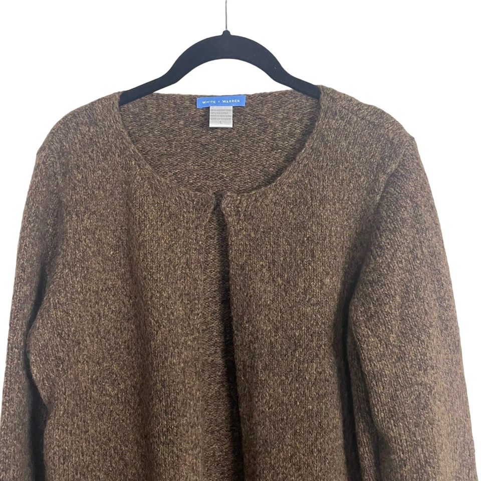 Cárdigan Largo Blanco + Warren Mezcla Lana Merino Marrón Talla L Suéter Foto 2 de 4