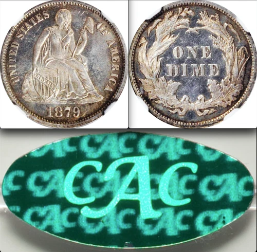 1879 NGC MS64 Prooflike CAC 14,000 Minted - Lowest 1874-Date 10C 🔴✅ Seated Dime