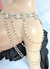 Bra-Dress Straps Handmade Rhinestone pearl swag detachable Clear or necklace