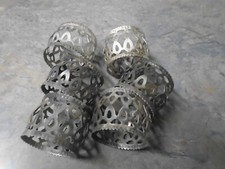 Vintage: 6 Silver coloured (Plate?)  Napkin Rings: Filigree type pattern