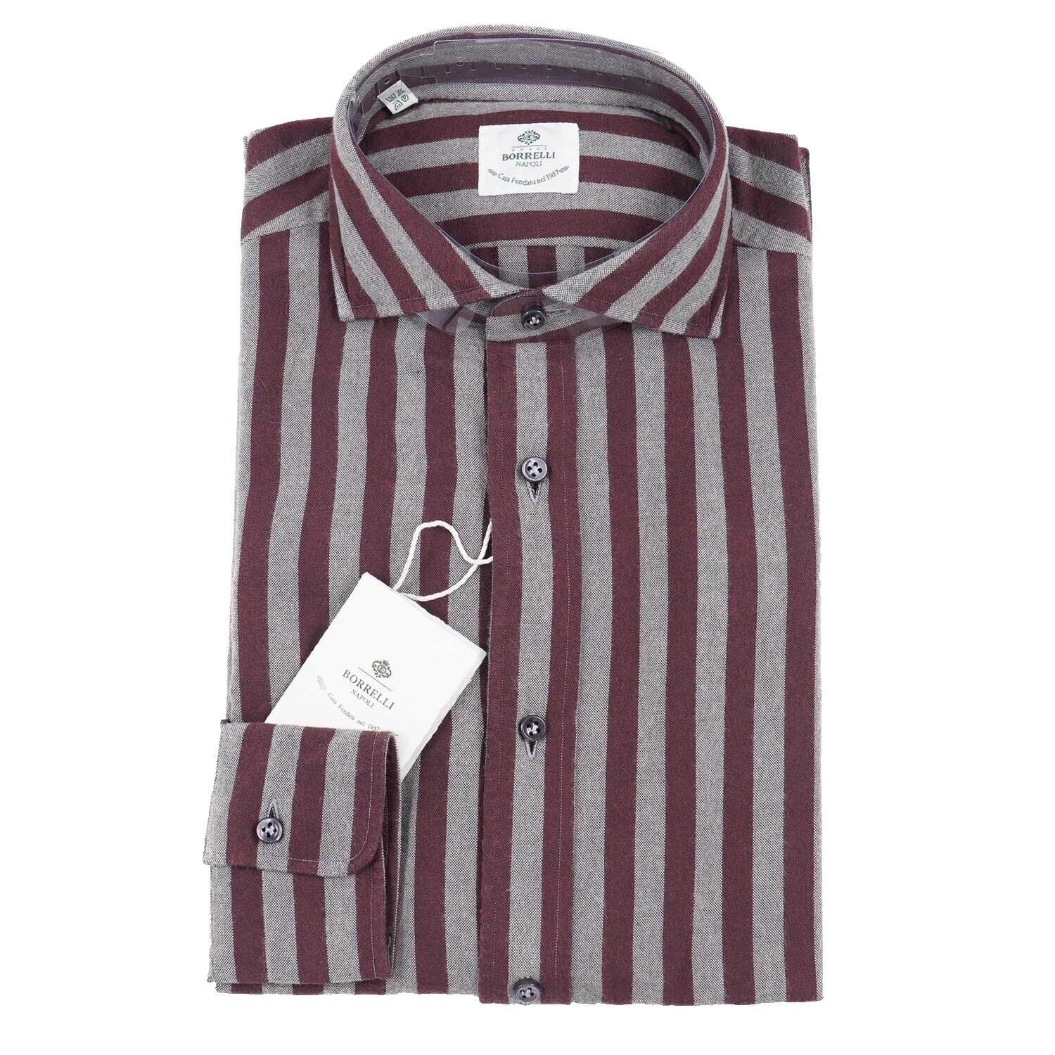 Luigi Borrelli 100% Cotton Regular Fit Dress Shirts for Men