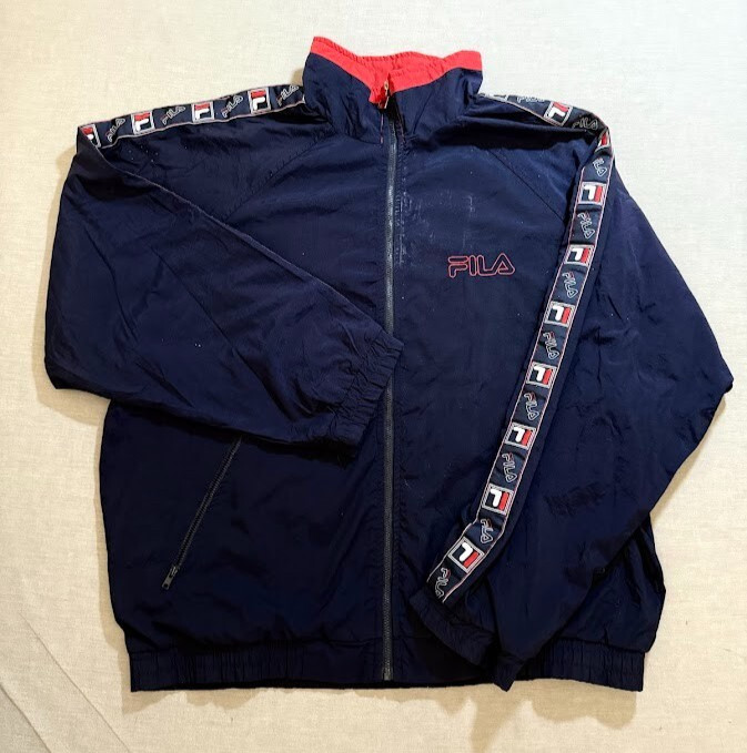 Fila, Vintage FILA Jacket Adult 40 Full Zip Blue Logo Long Sleeve Windbreaker Mens.