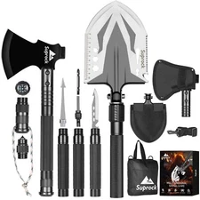 Militarygrade Survival Shovel High Carbon Steel Tactical Shovel Axe Folding Entr