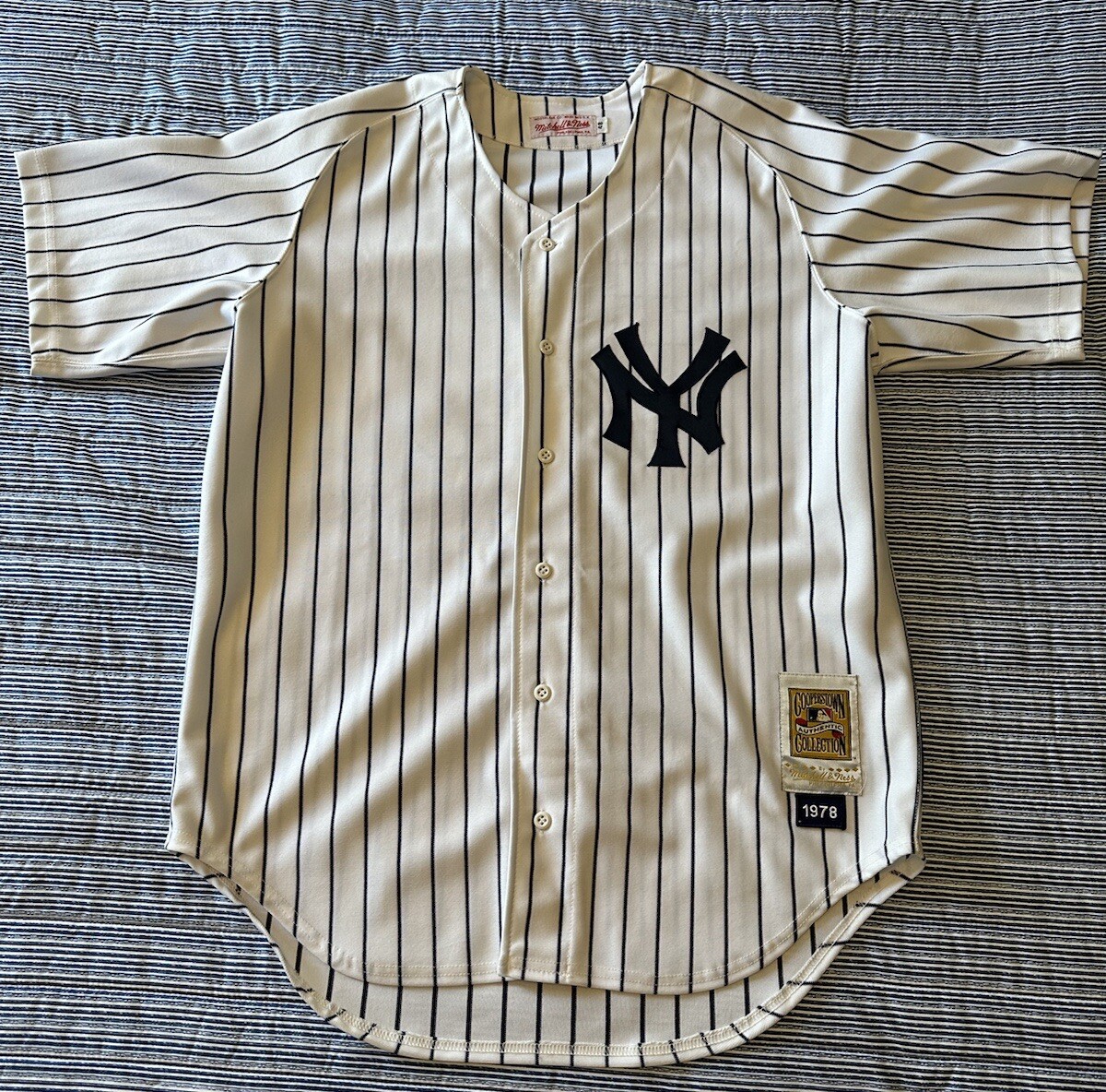 BUCKY DENT NEW YORK YANKEES MITCHELL & NESS 1978 PINSTRIPE JERSEY  SIZE 48 XL