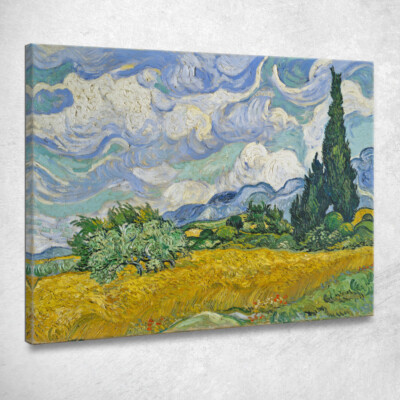 Weizenfeld mit Zypressen Vincent van Gogh, vvg15 Gemälde auf Leinwand gedruckt