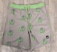Neff Swim Shorts MEDIUM 32-34 Men Green Novelty Boardshorts Just Be Peaceful NEW
