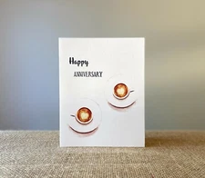 Coffee Hearts Friend-Iversary Eco Friendly Greeting Card Hand Made 100% recycled