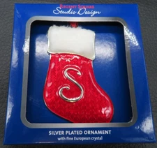 Regent Square Plated Initial Letter "S" Monogram Christmas Stocking Ornament