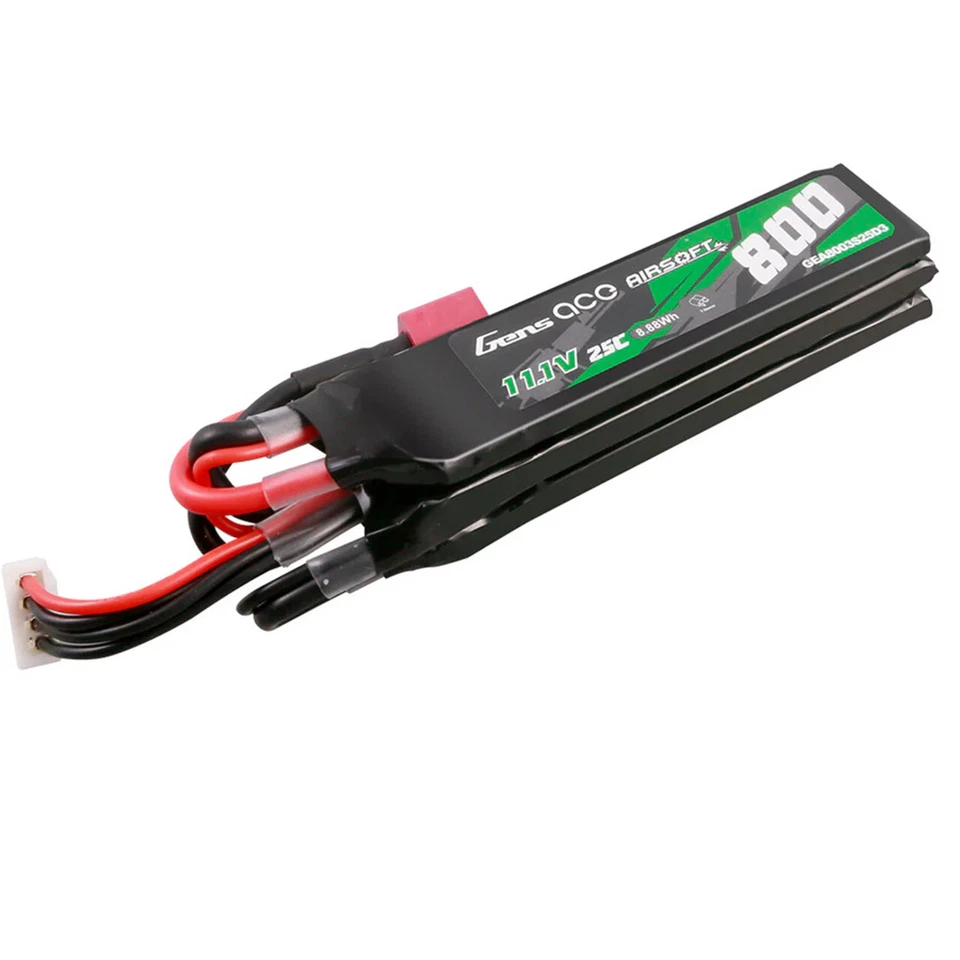 Gens Ace 25C 800mAh 11.1V NUNCHUCK 3X Airsoft Gun 3S Lipo Battery Deans(T) Plug - Bild 3 von 4