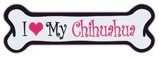Pink Dog Bone Shaped Magnets: I Love My Chihuahua  Cars, Trucks and More 