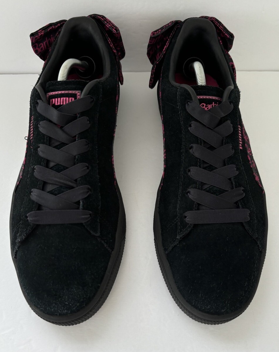 PUMA Barbie Black Suede Satin Bow Classic Sneakers Shoes Women’s Size