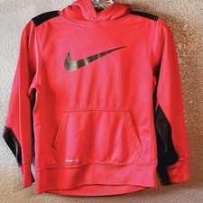 Nike Therma-Fit Red  Black Pullover Popover Sweat Shirt Hoodie Size Medium