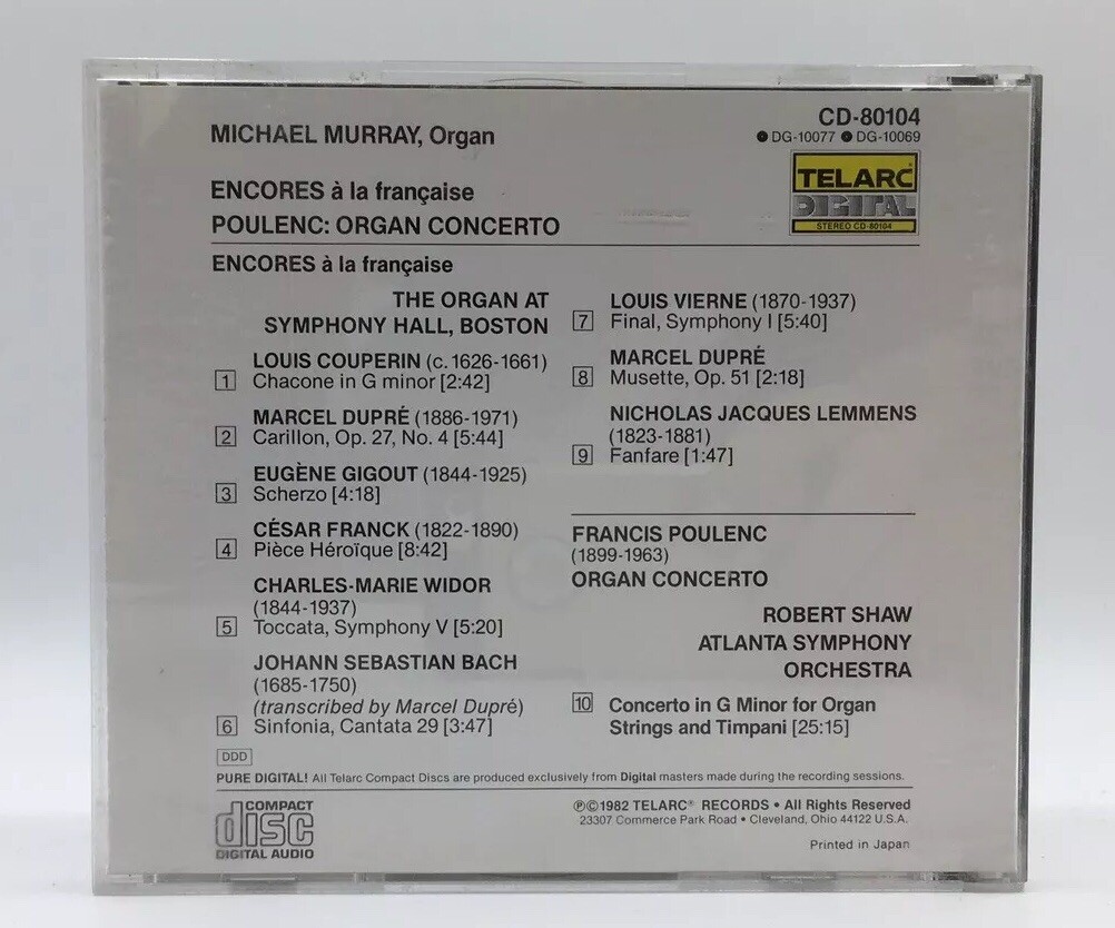 TELARC CD JAPAN 1985 NO UPC Poulenc MICHAEL MURRAY Encores