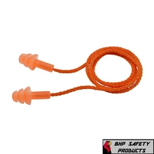 Elvex EP-311OR TriSonic 3-Flange Reuasble Corded Earplugs 25DB Rated 100/Pair