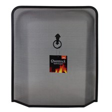 JVL Black Quality Iron Vintage Mesh Fireplace Fire Spark Guard with Handle