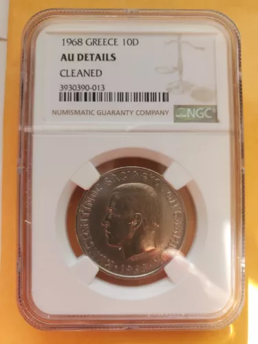 Greece  1968 10 Drachmai NGC AU details KM# 96 
