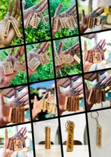 wooden keychain customized calendar, name