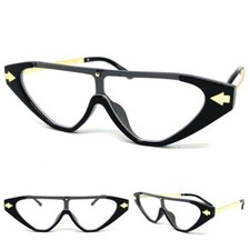 Classy Elegant Funky Contemporary Modern Clear Lens EYE GLASSES Black Gold Frame