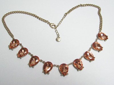 Lovely Ann Taylor LOFT Pink Blush Teardrop Rhinestone Necklace