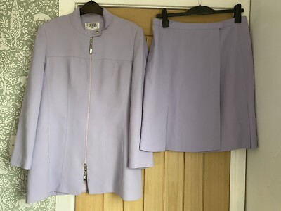 90er Vintage französischer Flieder Rock Anzug, Sakko, Exaltation Paris 12-14 City Chic!