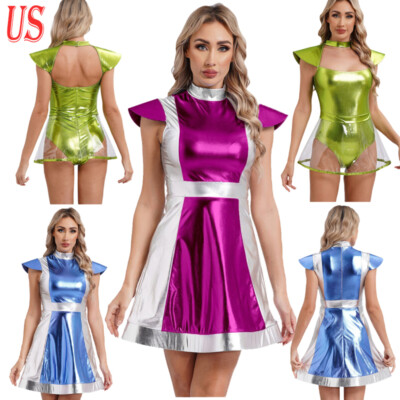 Womens Space Cadet Costume Cosplay Costume Fly Sleeve Bodysuit
