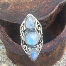 Moonstone Ring Silver Tone Size 8 New In Gift Box