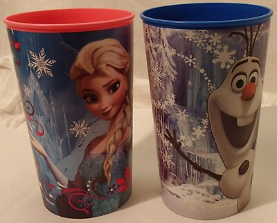 Unique Party Favors (2) Plastic Frozen Movie Cups Elsa Anna Olaf 16 oz