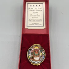 Halcyon Days Enamels Trinket The 1991 Christmas toys gifts wreath box w inserts