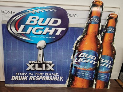 Budweiser Bud Light Beer NFL Super Bowl XLIX Oversize Metal Tin