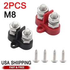 M8 48V Bus Bar Terminal Block Dual Positive Power Distribution Junction Stud USA
