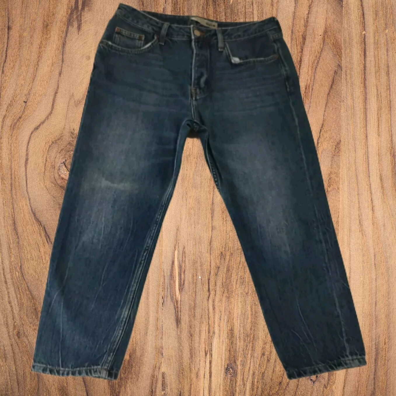 TopShop Moto 22" トップショップモト ブルー ミッドウエスト ボタンフライ クロップド ジーンズ レディース プチサイズ 28P image 2